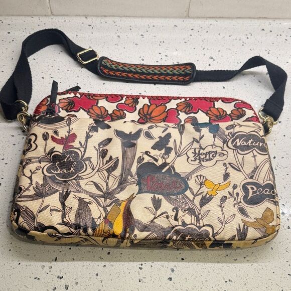 Sakroots Handbags - Sakroots Boho Chic Botanical Floral Laptop Case Crossbody Coated Canvas Bag EUC